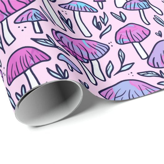Funky Pastel Mushroom Muster Wrapping Paper Geschenkpapier (Rolleneckpunkt)