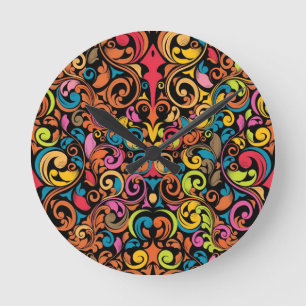 Funky pattern runde wanduhr