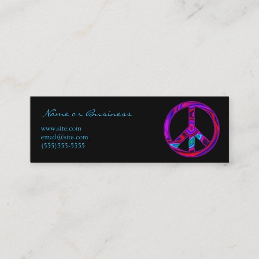 Funky Peace Symbol Mini Visitenkarte (Vorderseite)