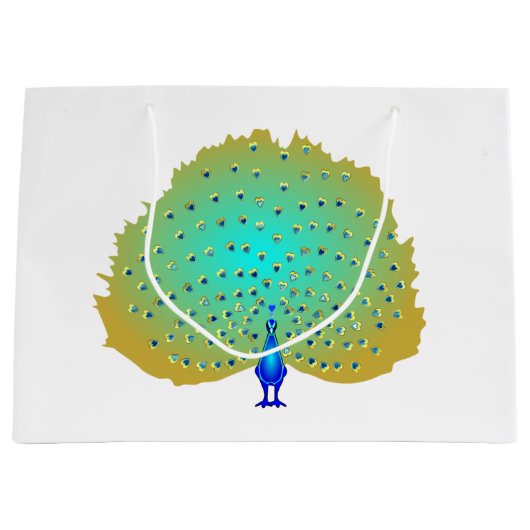 Funky Peacock Herzendesign Große Geschenktüte (Vorderseite)