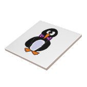 Funky Penguin, der lila Bogen-Krawatten-Cartoon Fliese (Seite)