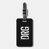 Funky Personalisierter Gepäckanhänger in Schwarzwe (Vorderseite vertikal)