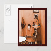 Funky Pfirsich-Badezimmer Postkarte (Vorne/Hinten)