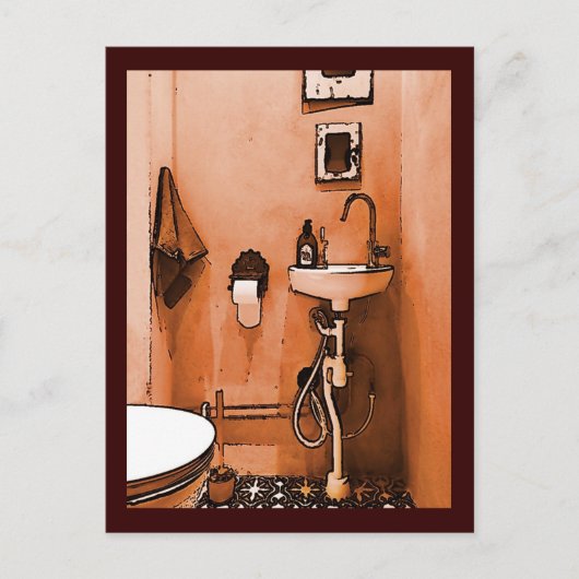 Funky Pfirsich-Badezimmer Postkarte (Vorderseite)