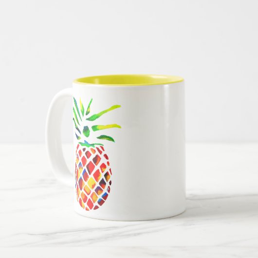 Funky Pineapa cool Art Zweifarbige Tasse (Vorderseite Links)