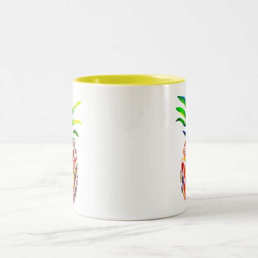Funky Pineapa cool Art Zweifarbige Tasse (Mittel)