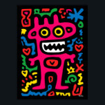 Funky Pink Alien - Neon Pop Art Quirky Monster Poster<br><div class="desc">Hell,  kühn und funky - diese rosa Alien ist ein sonderbares Monster voller Neonenergie. Umgeben von spielerischen Doodles und leuchtenden Formen ist es ein Muss für Pop-Kunstliebhaber und alle,  die funky und farbenfrohe Wohngestaltung Lieben.</div>