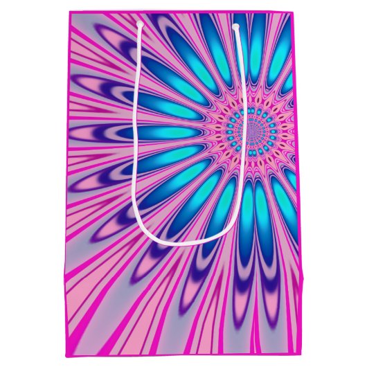 Funky Pink Blue Groovy Mittlere Geschenktüte (Rückseite)