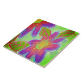 Funky Pink Blume Abstrakt Art Fliese (Seite)