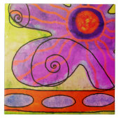 Funky Pink Blume Abstrakte Malerei Fliese (Vorderseite)