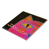 Funky Pink Cat Painting Fliese (Seite)