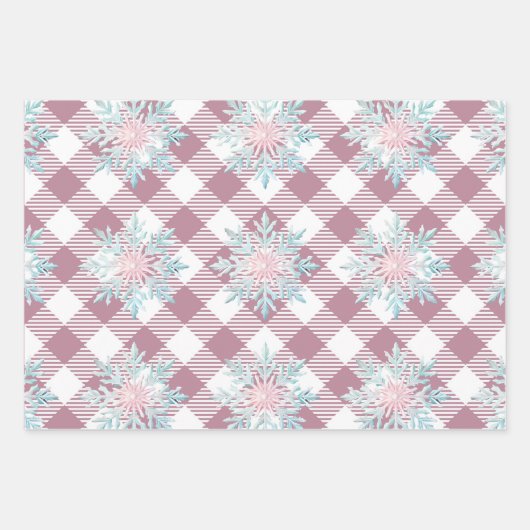 Funky Pink Christmas Gingham Pattern Geschenkpapier Set (Vorderseite 2)