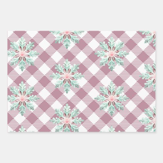 Funky Pink Christmas Gingham Pattern Geschenkpapier Set (Vorderseite)