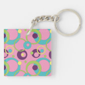 Funky Pink Circles Acrylischer Schlüsselanhänger (Rückseite)
