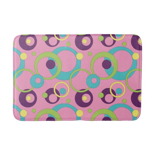 Funky Pink Circles Bath Mat Badematte (Vorderseite)
