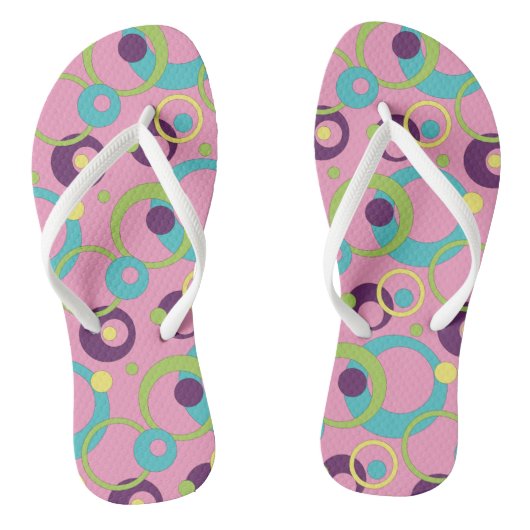 Funky Pink Circles Flip Flops Badesandalen (Fußbett)