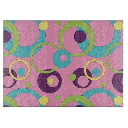 Funky Pink Circles Glass Cutting Board Schneidebrett (Vorderseite)
