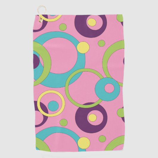 Funky Pink Circles Golf Handtuch (Vorderseite)