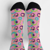 Funky Pink Circles Hahnentrittmuster Socken (Oben)