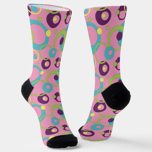 Funky Pink Circles Hahnentrittmuster Socken (Gewinkelt)