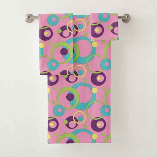 Funky Pink Circles Handtuch-Set Badhandtuch Set (Insitu)