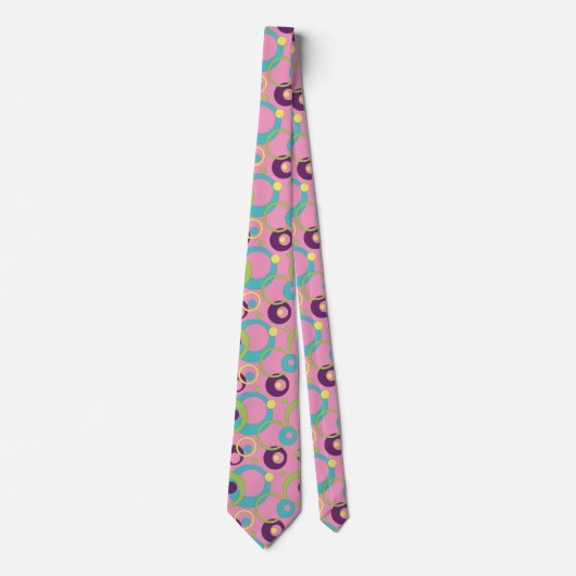 Funky Pink Circles Men Neck Tie Krawatte (Vorderseite)