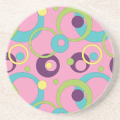 Funky Pink Circles Sandstone Untersetzer (Vorne)