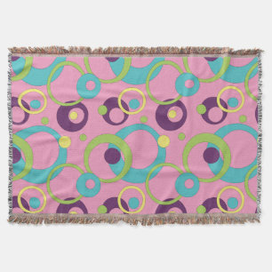 Funky Pink Circles Throw Blanket Decke