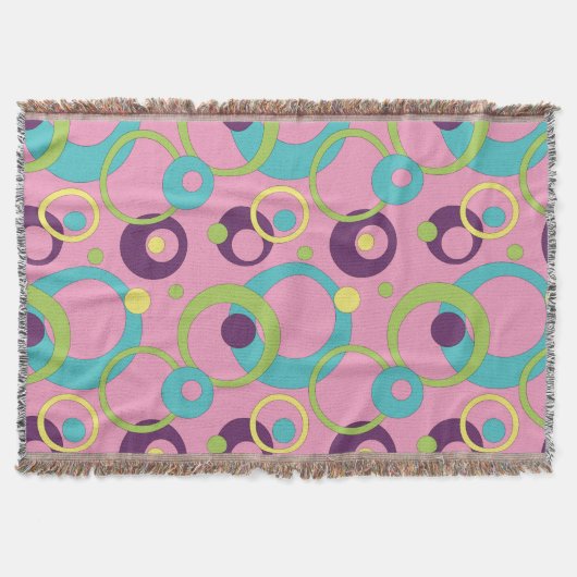 Funky Pink Circles Throw Blanket Decke (Vorderseite)