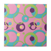 Funky Pink Circles Tile Fliese (Vorderseite)