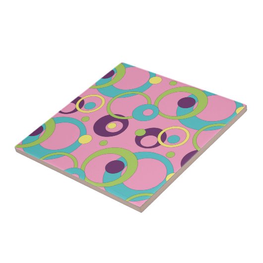 Funky Pink Circles Tile Fliese (Seite)