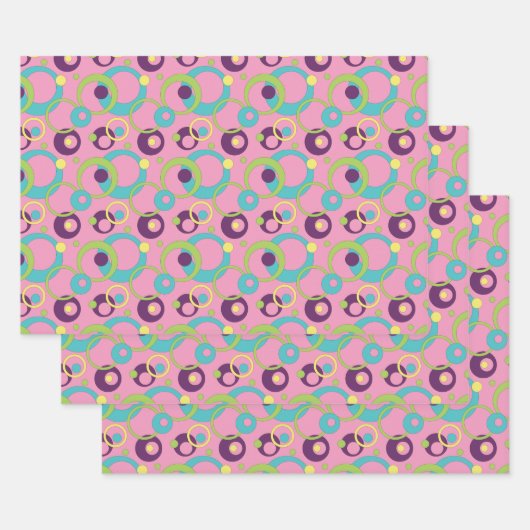 Funky Pink Circles Wrapping Paper Set Geschenkpapier Set (Set)