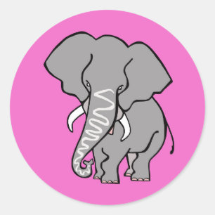 Funky pink ELEPHANT - Gefährdete Tiere - Wildtiere Runder Aufkleber