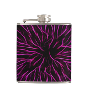 Funky Pink Fire Blume Abstrakt Flachmann