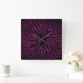 Funky Pink Fire Flower Abstract Quadratische Wanduhr (Zuhause)
