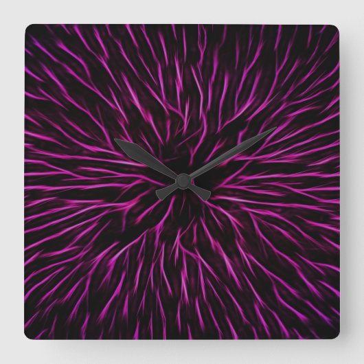 Funky Pink Fire Flower Abstract Quadratische Wanduhr (Vorderseite)