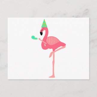 Funky Pink Flamingo Party Hat Einladungspostkarte