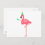 Funky Pink Flamingo Party Hat Einladungspostkarte (Vorne/Hinten)