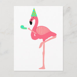 Funky Pink Flamingo Party Hat Einladungspostkarte