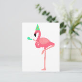 Funky Pink Flamingo Party Hat Einladungspostkarte (Stehend Vorderseite)