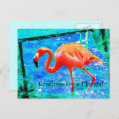 Funky pink Florida flamingo Reise Postkarte (Vorne/Hinten)