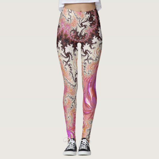 Funky Pink Fraktal Leggings (Vorderseite)