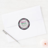 Funky Pink Green Pattern Round Rücksendeadresse Runder Aufkleber (Umschlag)