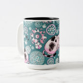 Funky Pink Kitty Cat Pattern Kaffeemaschine Tasse (Vorderseite Links)