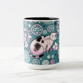 Funky Pink Kitty Cat Pattern Kaffeemaschine Tasse (Mittel)