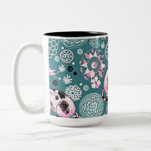 Funky Pink Kitty Cat Pattern Kaffeemaschine Tasse (Links)