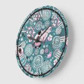 Funky Pink Kitty Cat Pattern Wall Clock Große Wanduhr (Winkel)