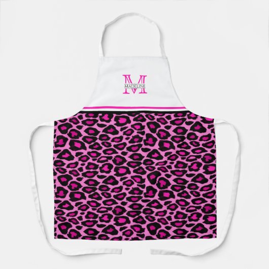 Funky Pink Leopard Print | MIT MONOGRAMM SCHÜRZE (Vorderseite)