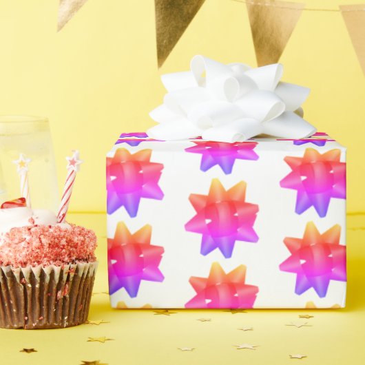 Funky Pink Lila Ombre Bows Muster auf Weiß Geschenkpapier (Geburtstagsparty)