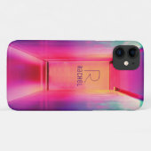 Funky Pink Lila Pop Art Name Monogram Girl Case-Mate iPhone Hülle (Rückseite (Horizontal))